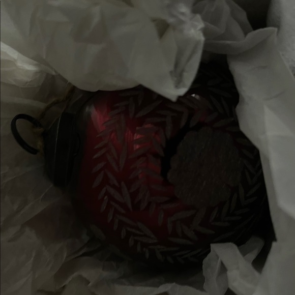 New Pottery Barn Red Etched Mercury Ball Christmas Ornament Decor 4” #1 - Picture 12 of 12